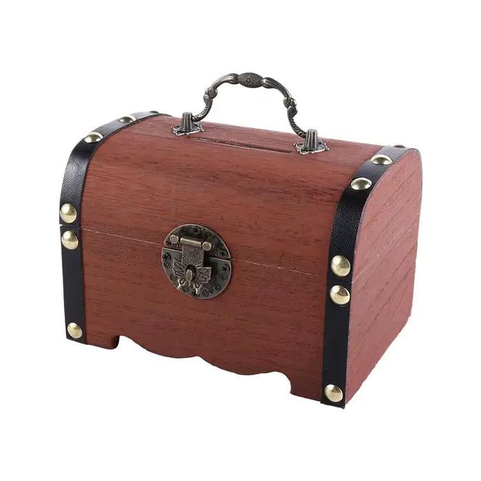 Boîte de rangement décorative créative en bois pour pièces de monnaie boîte au trésor boîte d'économie d'argent pour collection et décoration intérieure occasions spéciales cadeau pour anniversaire noël