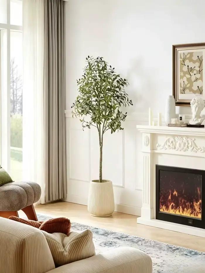 Arbre d'olivier artificiel en résine pour décoration intérieure, branches flexibles, style élégant, occasion spéciale, salon, chambre, entrée, bureau