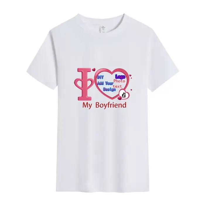 T-shirt DIY « I Love My Boyfriend Girlfriend » Hip Hop, T-shirt photo à manches courtes, hauts tendance imprimés personnalisés, streetwear