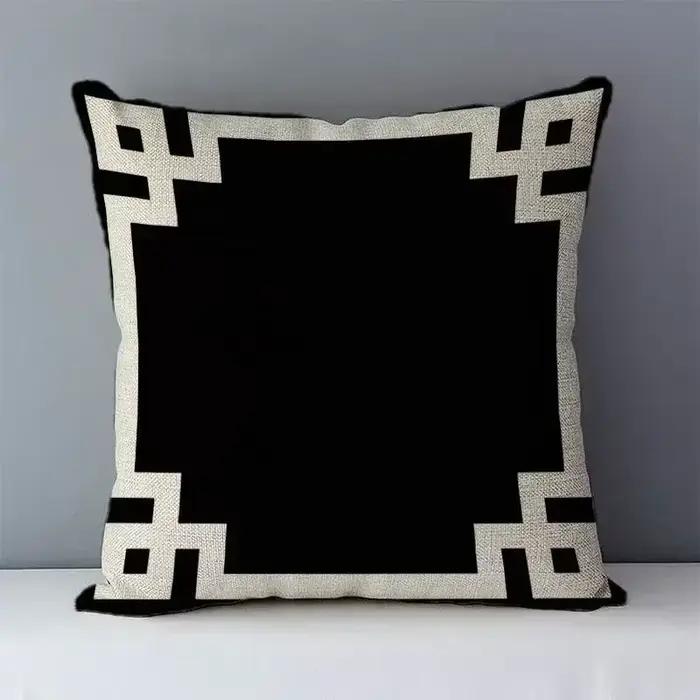 45x45 cm taie d'oreiller carrée européenne décontracté confortable blanc et noir géométrique housse de coussin pour