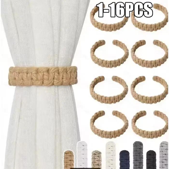 Attaches de rideaux bohèmes faits à la main en jute avec design en fibres naturelles – Supports élégants pour draperies