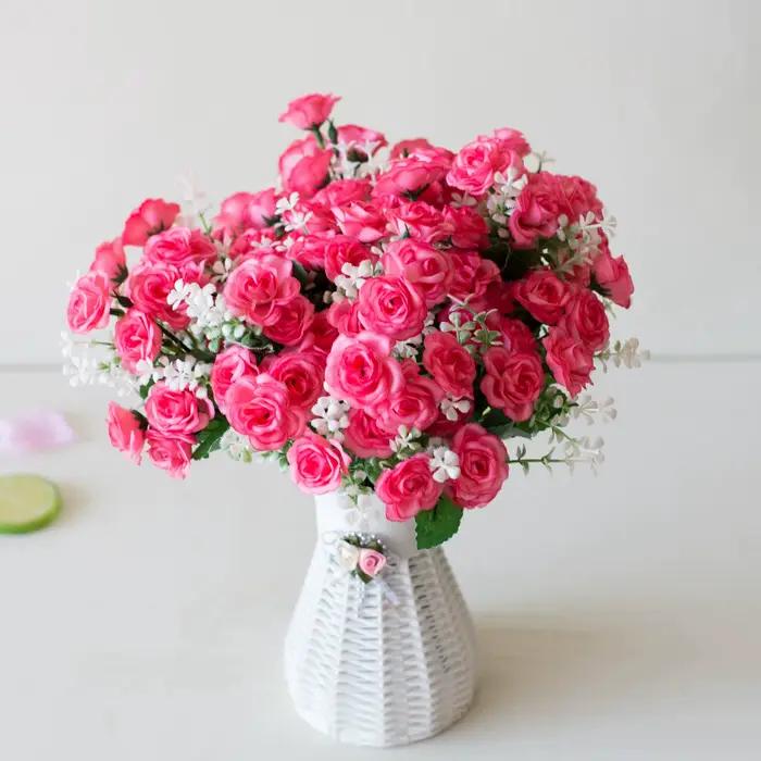 Mini Roses artificielles à 15 têtes