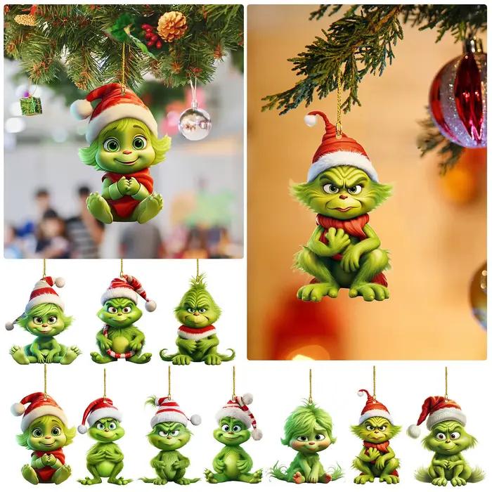 Ornements d'arbre de noël verts fantaisistes