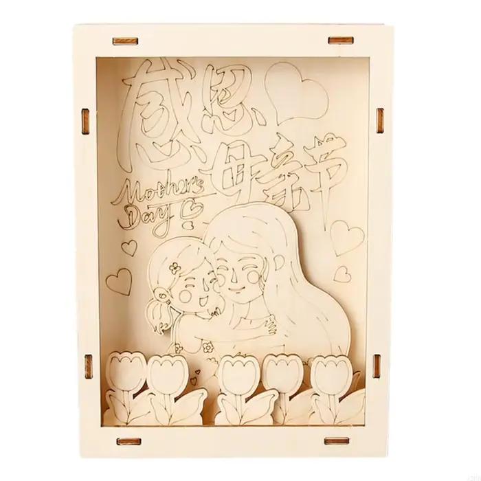 Cadre photo en bois pour fête des mères, ensemble artisanal pour enfants, activité familiale amusante projet artistique