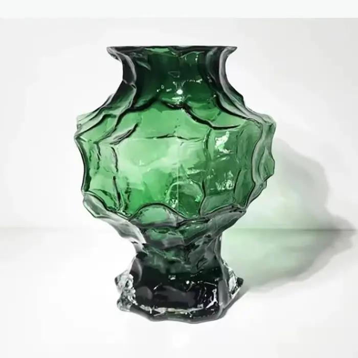 Vase en verre froissé irrégulier, arrangement floral décoratif, décoration de bureau, pots à fleurs, vases floraux, décoration esthétique de la pièce
