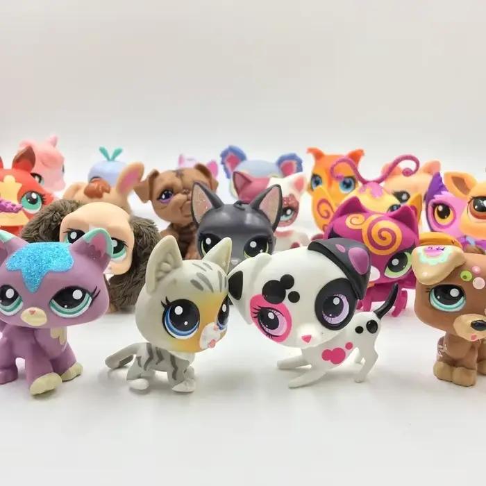 Figurines originales LPS pour animaux de compagnie, 10 pièces/lot, figurines mignonnes chat et chien, jouet bobblehead, chaton, collie, spaniel