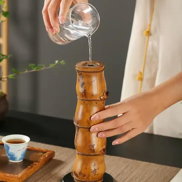 Vase à fleurs chinois en bambou Zen