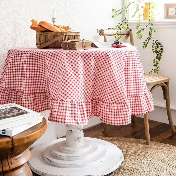 Nappe de noël à carreaux de buffle rouge et blanc
