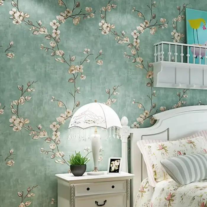 Papier peint floral 3D en relief pour un habitat idyllique avec style pastoral et résistance à l'humidité pour salon chambre à coucher étude et plus
