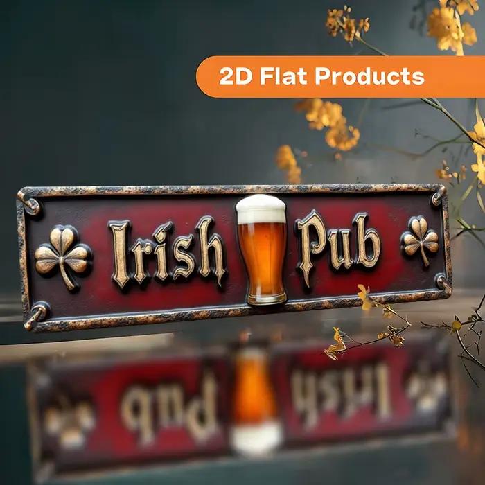 Panneau mural plat 2D en métal pour Pub irlandais Vintage