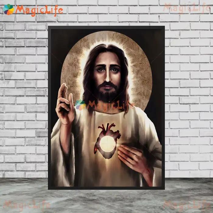 Affiche murale religieuse en toile impressionnée peinture de figurines moderne sans cadre pour décoration de maison bureau ou cadeau occasions spéciales