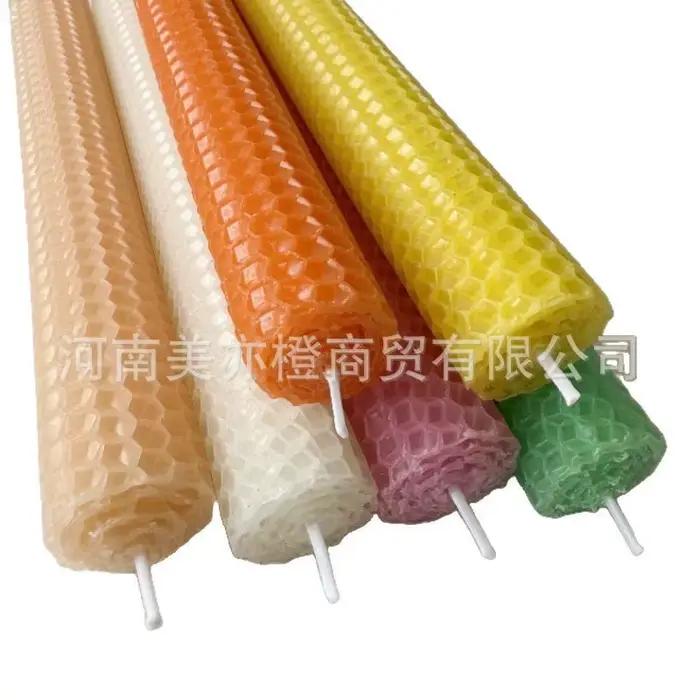 Lot de 5 bougies de Noël colorées faites à la main en cire d'abeille, style nordique, décorations de fête, centre de table de l'Avent, cadeau d'hiver