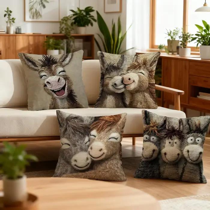 Sourire âne âne b housse de coussin décoration chambre boutique voiture meilleur bureau à domicile café oreiller canapé impression nordique simplicité frappé