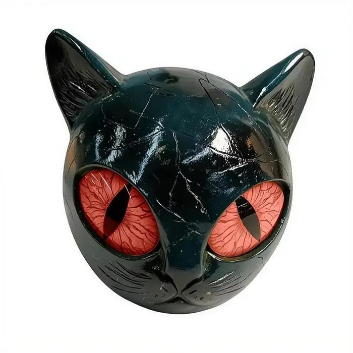 Figurine de chat noir luxueuse en résine
