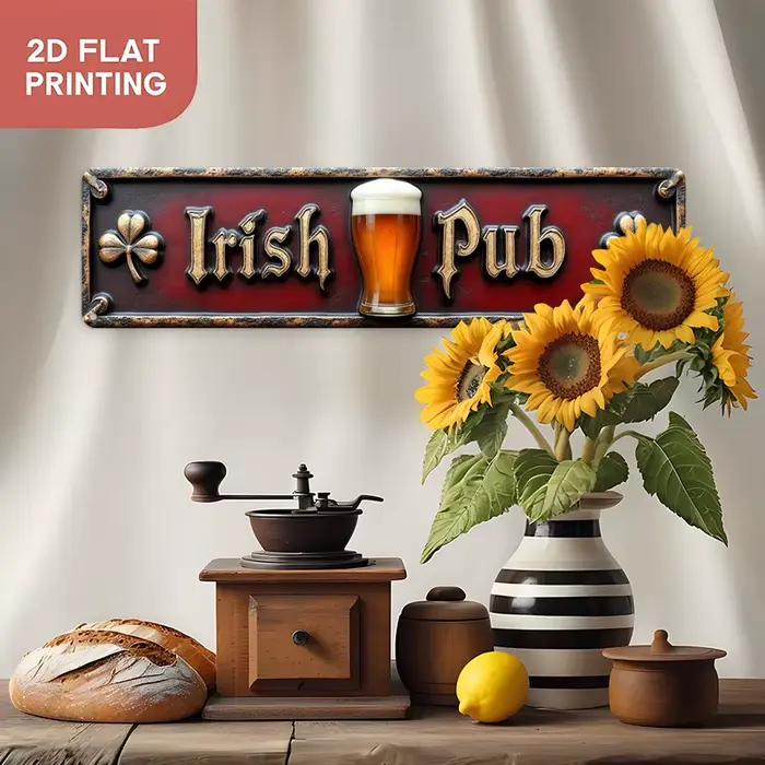 Panneau mural plat 2D en métal pour Pub irlandais Vintage