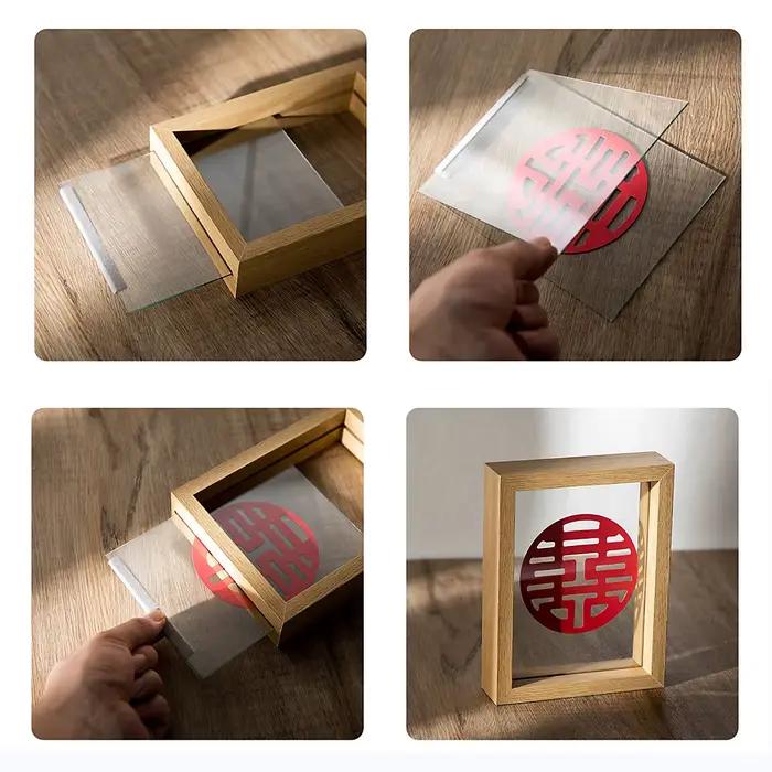 Cadre d'échantillon en bois avec cadre Photo en verre véritable