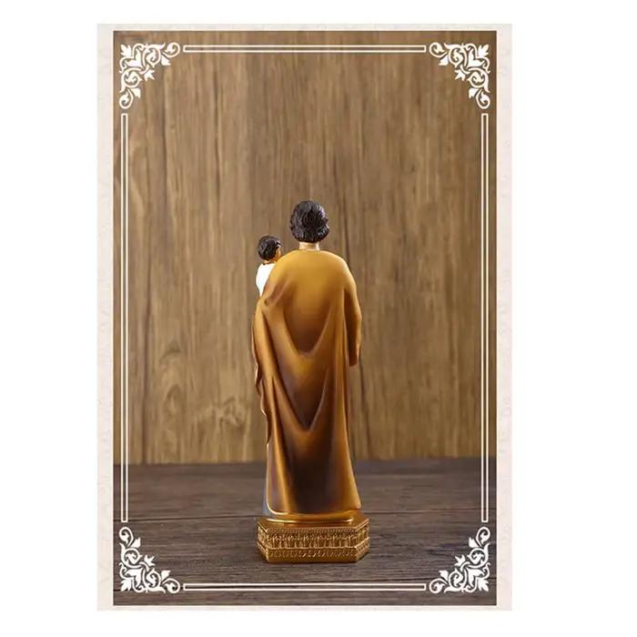 Statues en résine de Saint Joseph et de l'Enfant Jésus, figurines décoratives pour étagère ou table