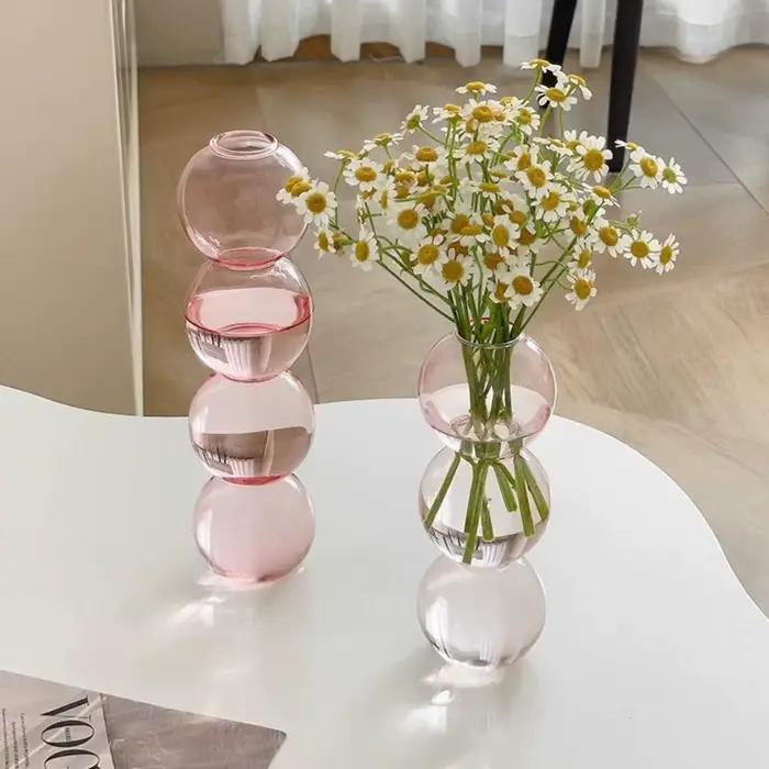 Vase en verre coloré nordique pour arrangement floral hydroponique