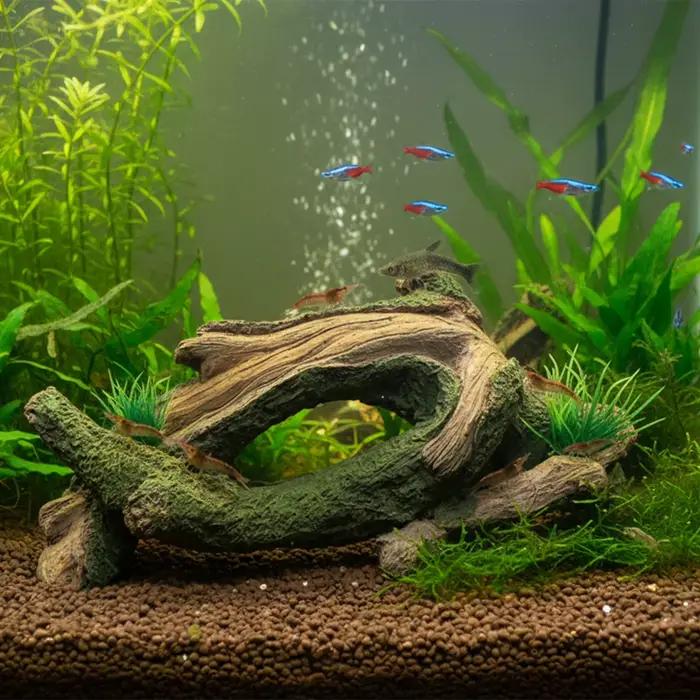 Décor d'aquarium en bois flotté