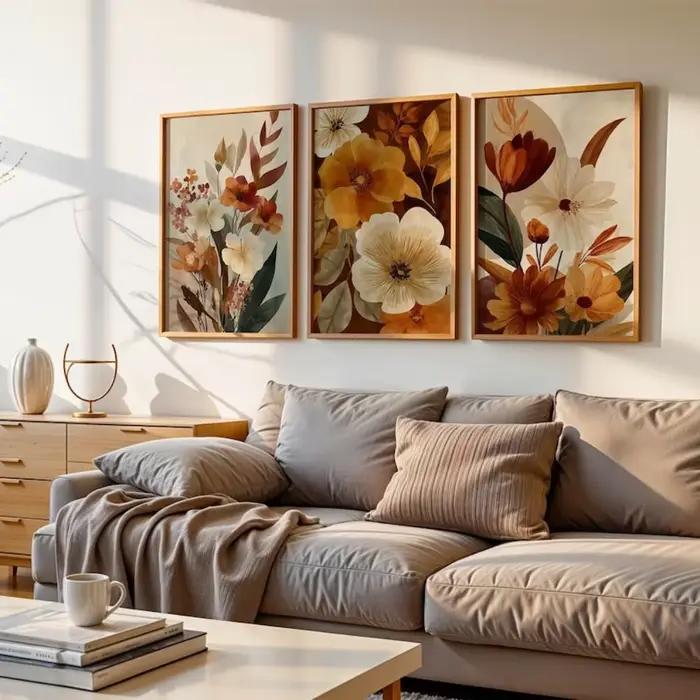 Ensemble d'art mural de fleurs d'automne sans cadre