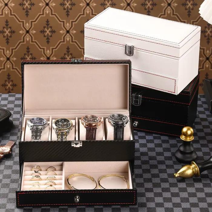 Boîte de rangement polyvalente pour la maison, boîte organisatrice pour petits objets, boîte de rangement pour montres, boîte cadeau en cuir, boîte de rangement pour lunettes
