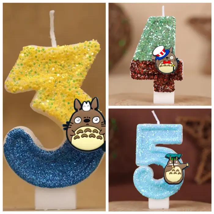 Personnages d'anime japonais bougie numérique numéro 0-9 enfants fournitures de décoration de gâteau d'anniversaire fournitures d'accessoires de fête de dessin animé