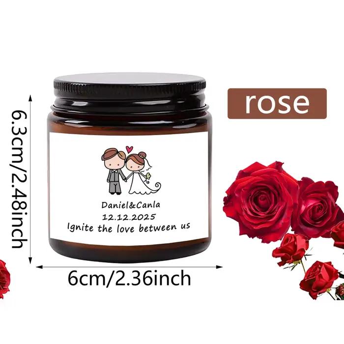 3,5 onces / 70g Souvenir de mariage personnalisé Bougies parfumées personnalisées - un excellent cadeau pour les fêtes d'anniversaire et les mariages
