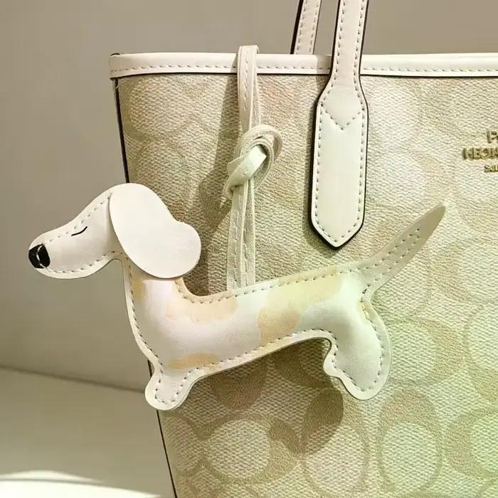 Porte-clés Teckel en Cuir PU, Pendentif Mignon Chiot, Accessoire de Sac, Breloque pour Clés