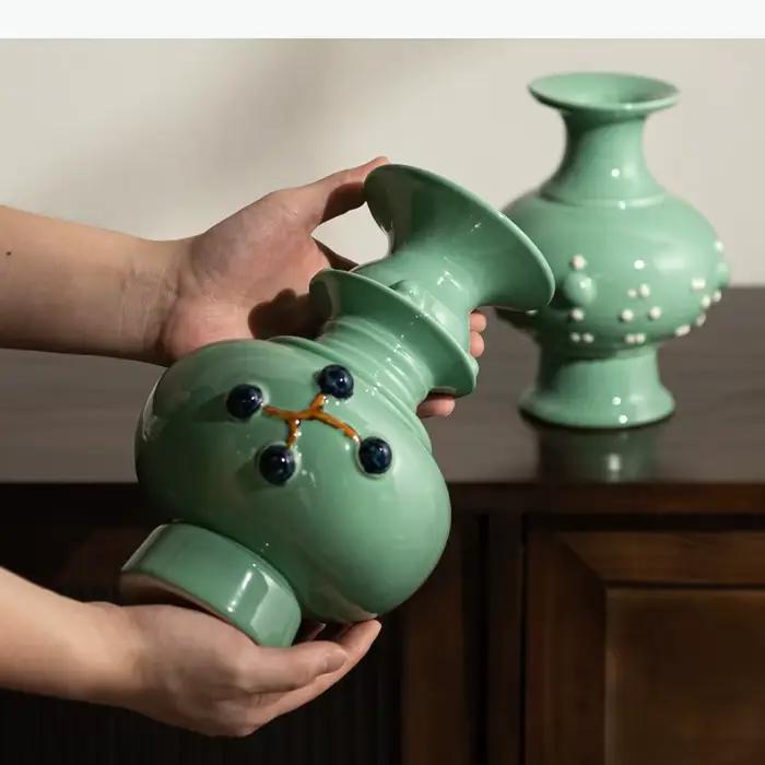 Petit vase en céramique à ouverture étroite, ornement artistique, ustensiles pour fleurs, vases décoratifs, arrangement de fleurs, vase pour fleurs séchées, vases hydroponiques