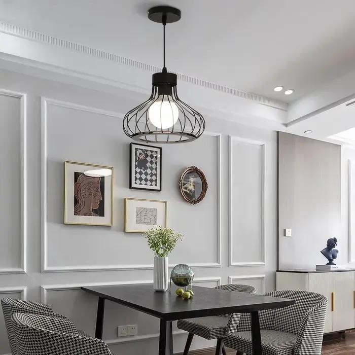 Créatif moderne nordique personnalisé hôtel escaliers salle à manger salon noir intérieur décor pendentif lumières haut plafond lustres