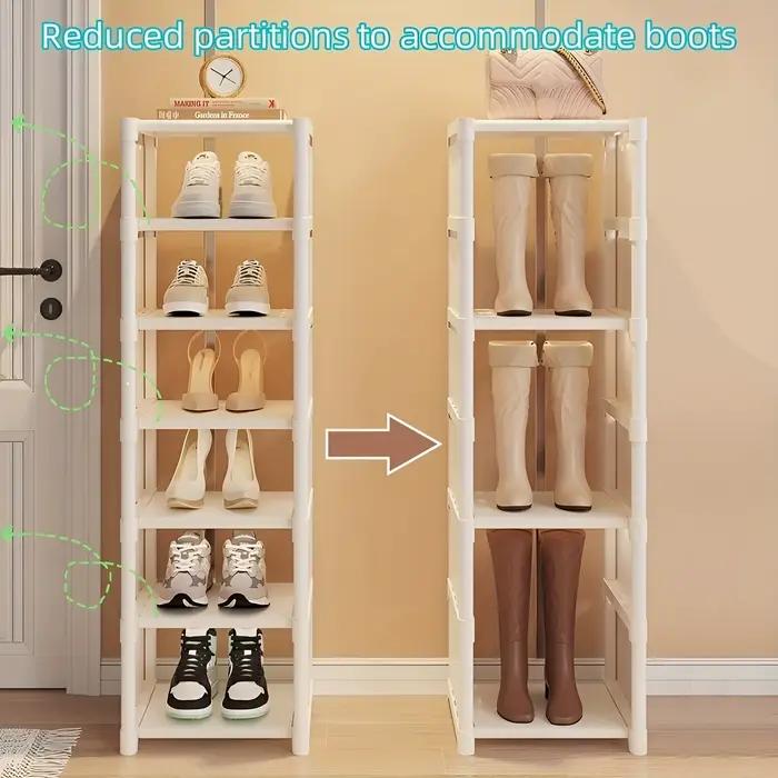 Étagère à chaussures à cadre métallique, étagères en tissu à plusieurs niveaux, gain de place pour baskets, sandales, entrée, assemblage facile, rangement de vacances