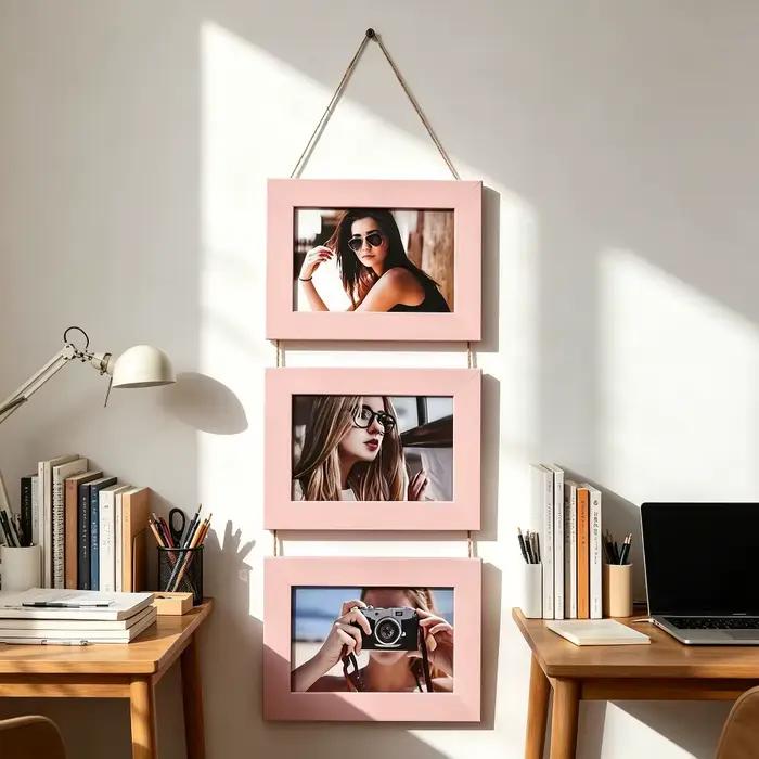 Cadre photo mural rustique en bois, collage de photos multiples, cadre vintage en bois assemblé pour galerie domestique