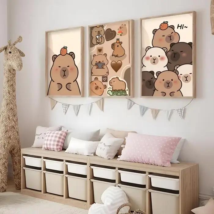 Capybara CuteAnimal Vintage peinture affiche mur Art impression étanche maison salon chambre Bar décor esthétique