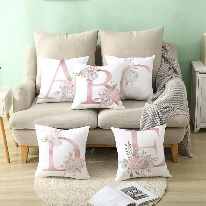 45x45cm rose lettre coussin taie d'oreiller décoratif canapé Polyester