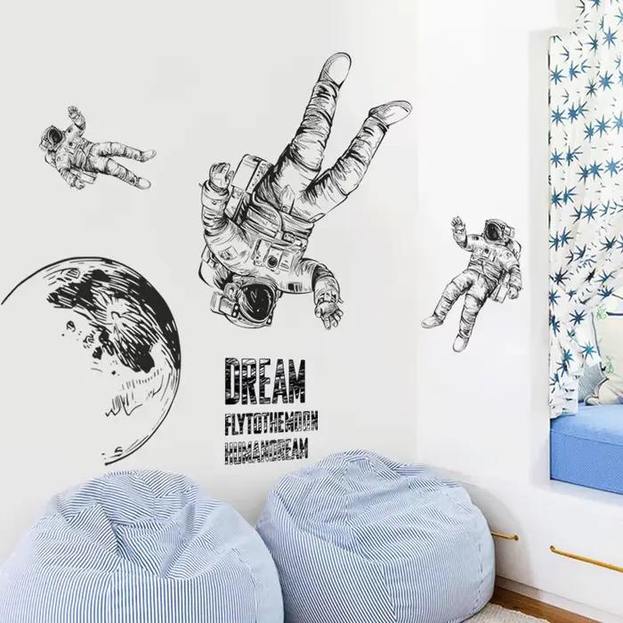 Stickers murals Astronaute dans l'espace décoration moderne pour chambre d'enfant salon et chambre à coucher occaSIONS SPECIALES