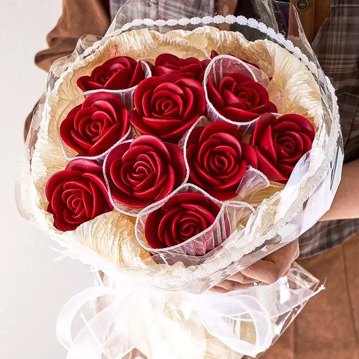 Moule à bougie en Silicone Rose pour la saint-valentin, bricolage, fleur 3D, aromathérapie, savon, Bouquet créatif, artisanat assorti, coffret cadeau