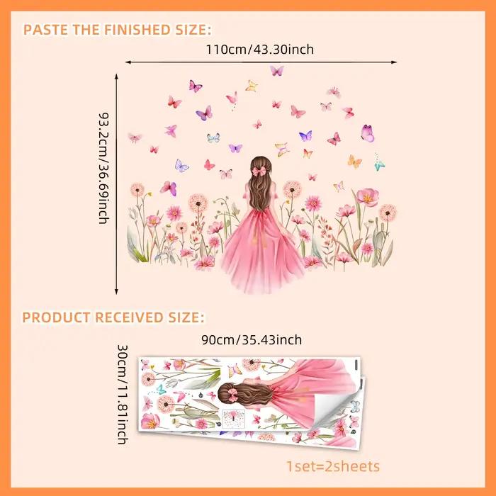 Autocollants muraux de dessin animé fleurs et papillons pour chambre d'enfant décoration de maison occasion spéciale