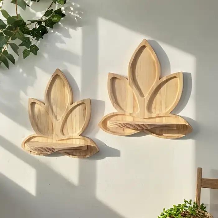 Étagères murales en bois en forme de fleur de lotus