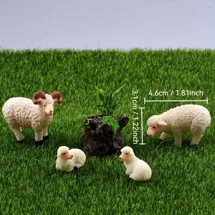 Ensemble de figurines de mouton familiales miniatures en résine