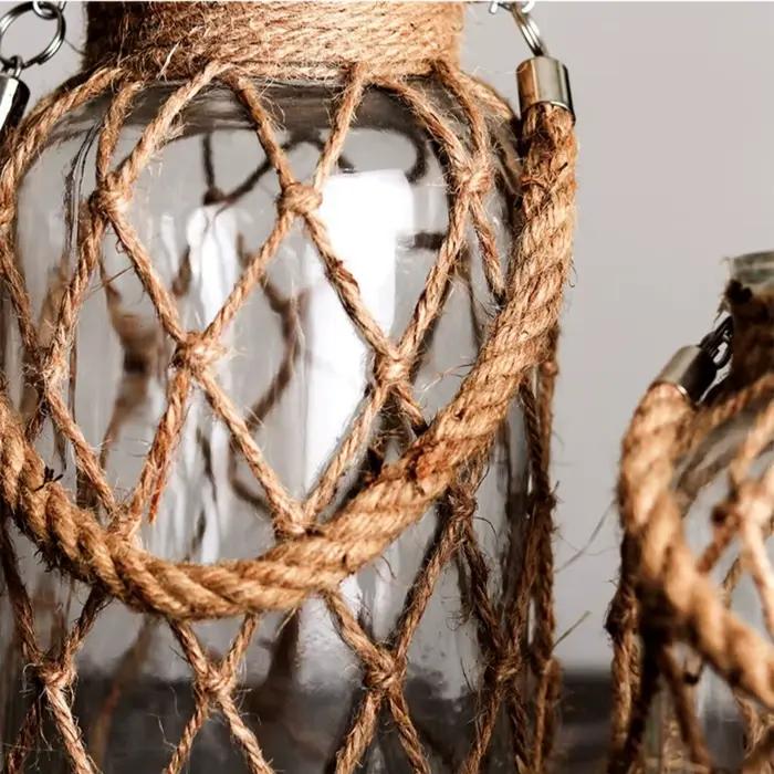 Vase en verre tressé en corde, style rétro américain, pour la décoration de la maison, du jardin, de la cour et des tables