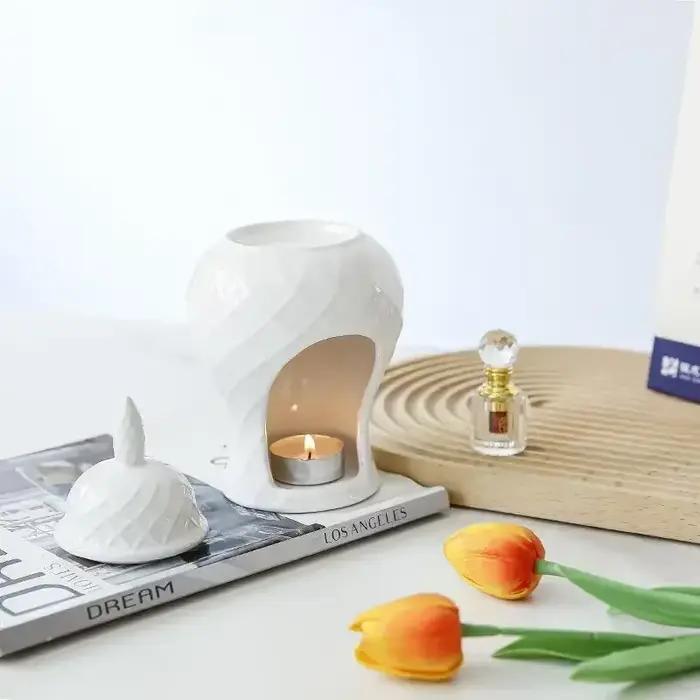 Brûleur d'aromathérapie en céramique pour gingembre, encens et bougies, lampe à huile domestique, et décorations polyvalentes en forme de pot