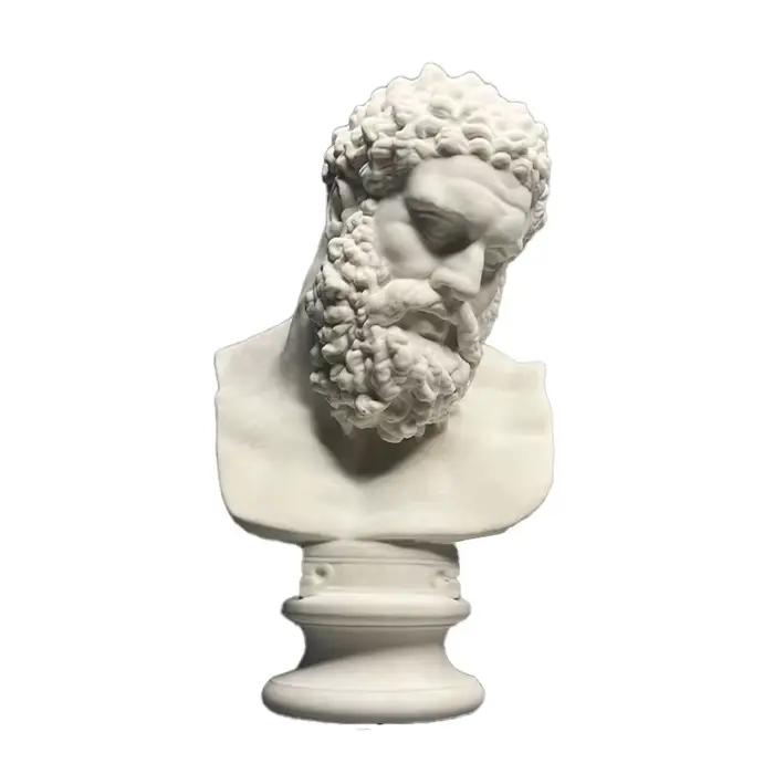 Sculpture de tête Hercules en plâtre blanc