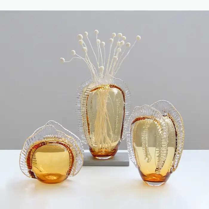 Vase en verre couleur ambre, ornement, vases hydroponiques, arrangement floral, vase décoratif, artisanat, décoration esthétique
