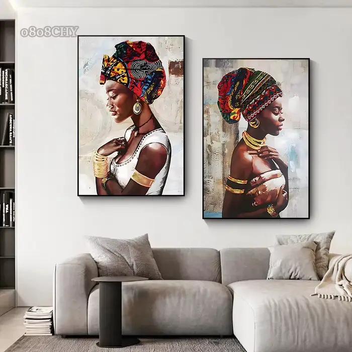 Toile d'art abstrait de femme africaine