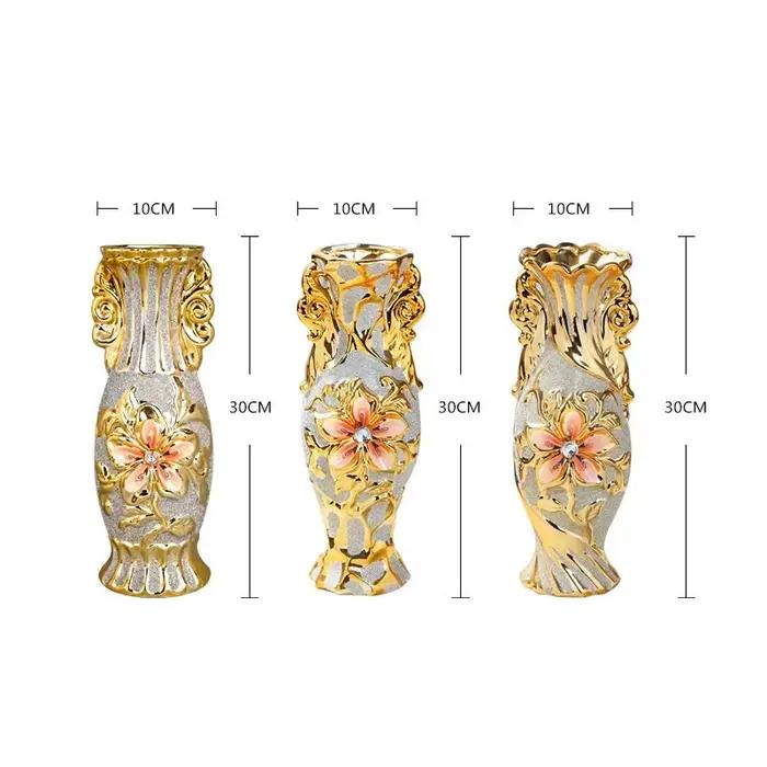 Vase en céramique vintage européen élégant en porcelaine plaquée or pour décoration de mariage et intérieur occasions spéciales