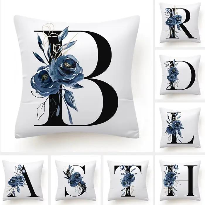 Juste de coussin alphabet floral