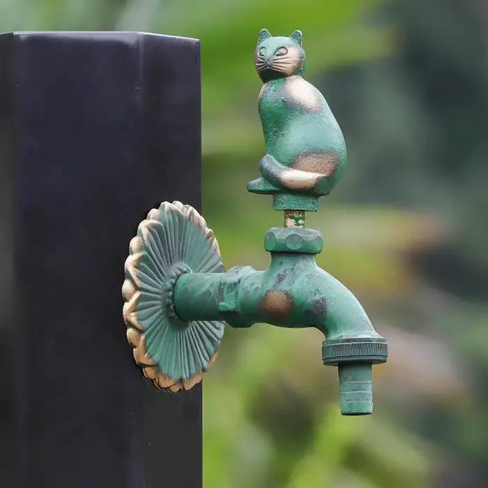 Robinet de jardin décoratif extérieur en forme d'animal, robinet en laiton vert/Antique pour laver la serpillière/arrosage du jardin