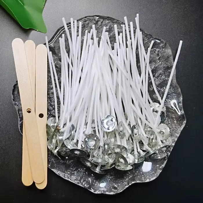 Mèche de bougie en fil de coton ciré de plusieurs tailles, 100 pièces/ensemble, mèche et support sans fumée, ensemble de fabrication de bougies, accessoires, support de mèches