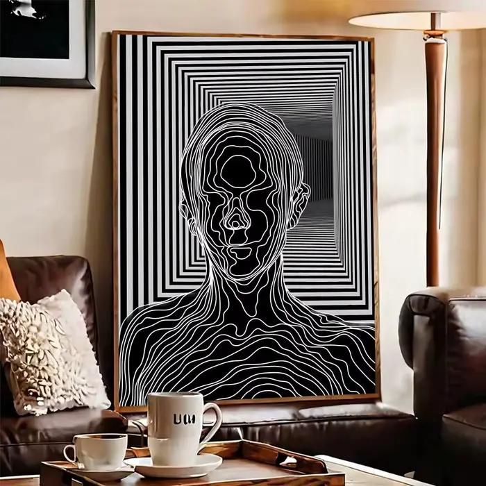 Affiche d'illusion d'optique noir et blanc