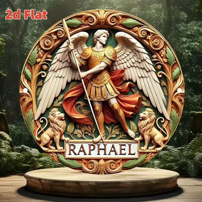 Statue Arcange Raphael 2D – Plaque décorative murale pour maisons